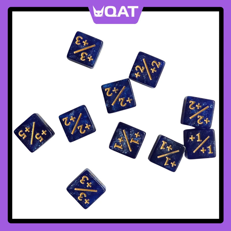 QAT 10pcs D6 12mm Plus/Minus Counter Dice for TCGs, Tabletop & Board Games