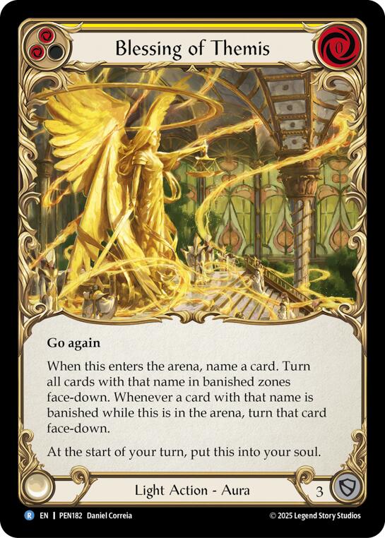 Blessing Of Themis (Yellow) (Rainbow Foil) [PEN182] (Compendium of Rathe)  Rainbow Foil