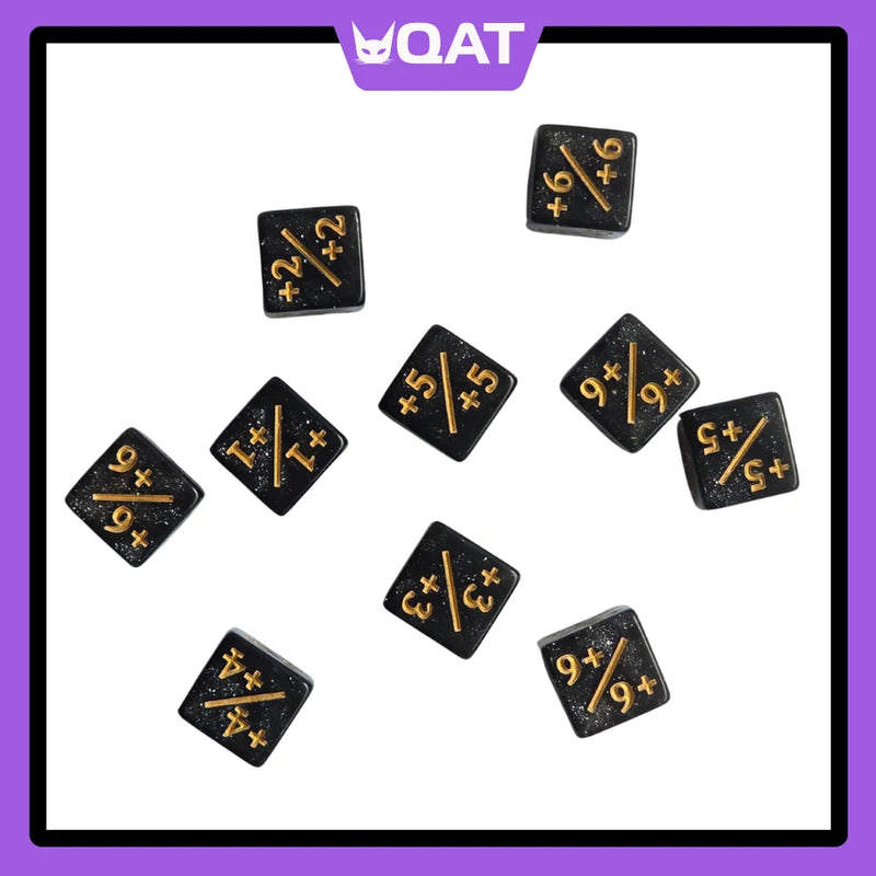 QAT 10pcs D6 12mm Plus/Minus Counter Dice for TCGs, Tabletop & Board Games