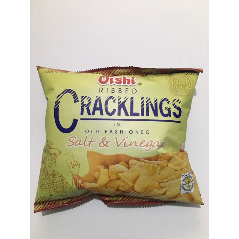 Oishi Ribbed Cracklings Salt and Vinegar 24g