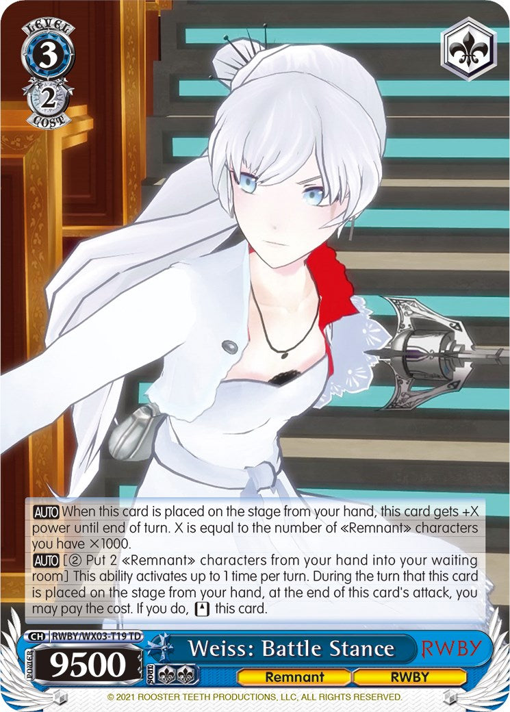 Weiss: Battle Stance (RWBY/WX03-T19 TD) [RWBY]